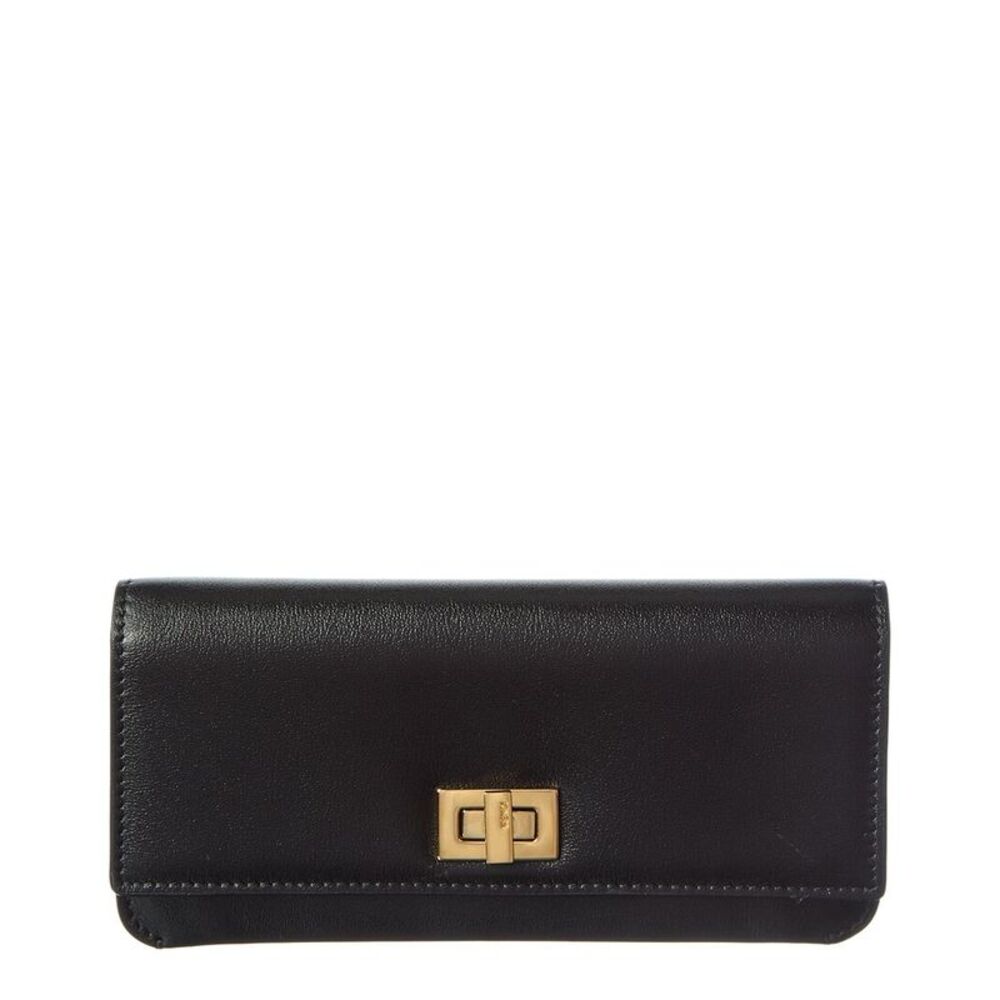 Fendi Way Leather Continental Wallet, Black